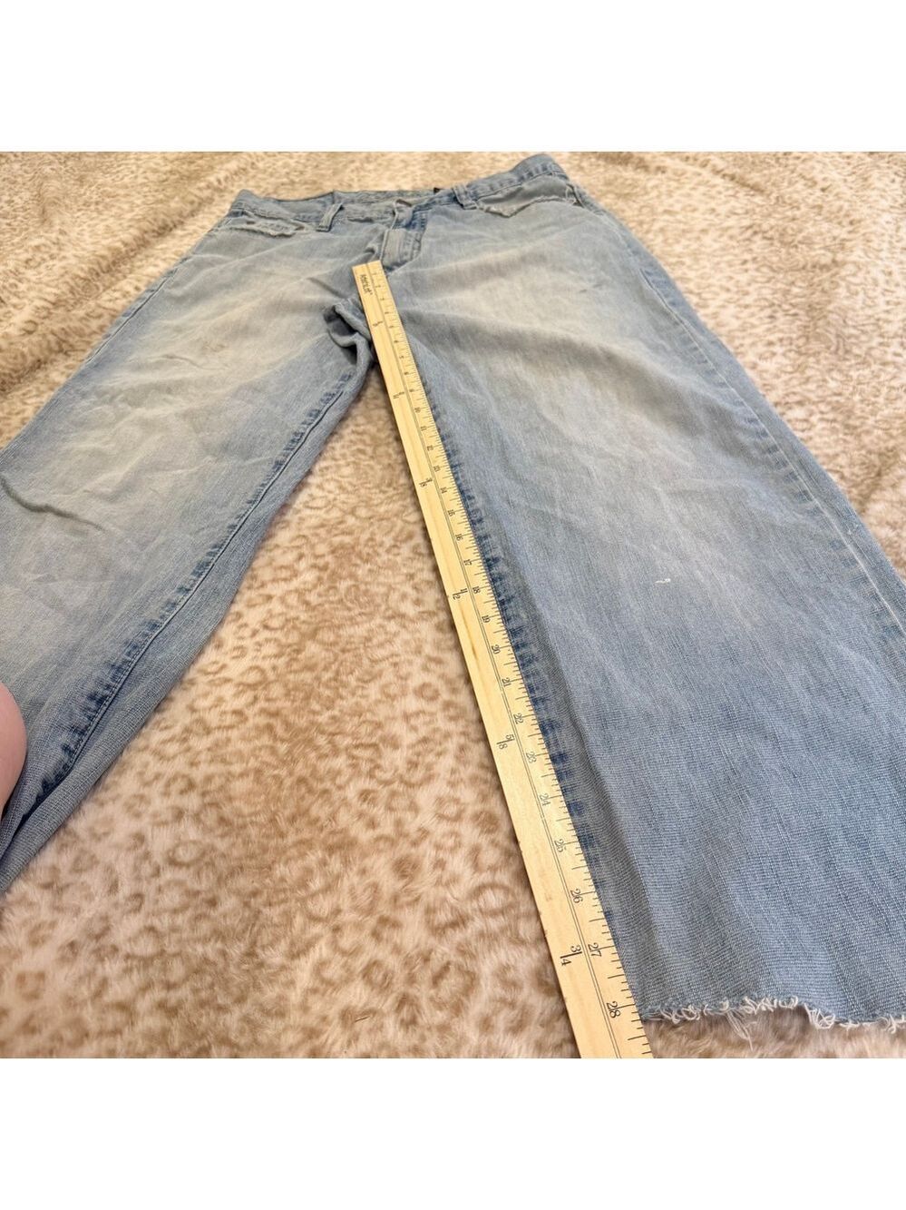 Vintage Avirex Baggy Wide Leg Skater Jeans Light Wash Distressed Y2K Size 32x28 - Picture 5 of 6